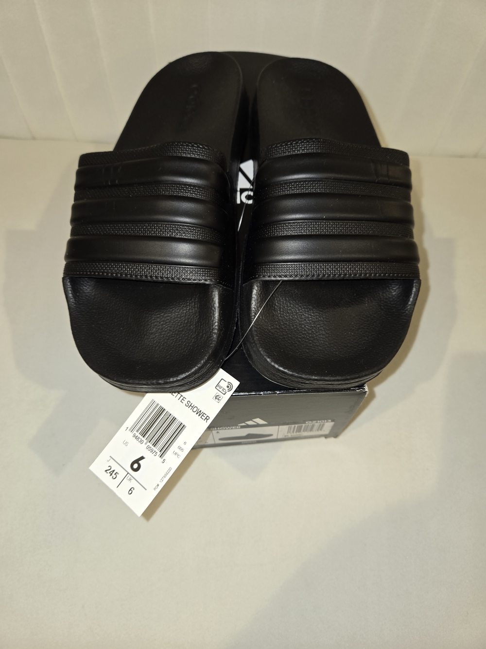 adidas Black Unisex Slide Shower Sandals with Contoured Footbed